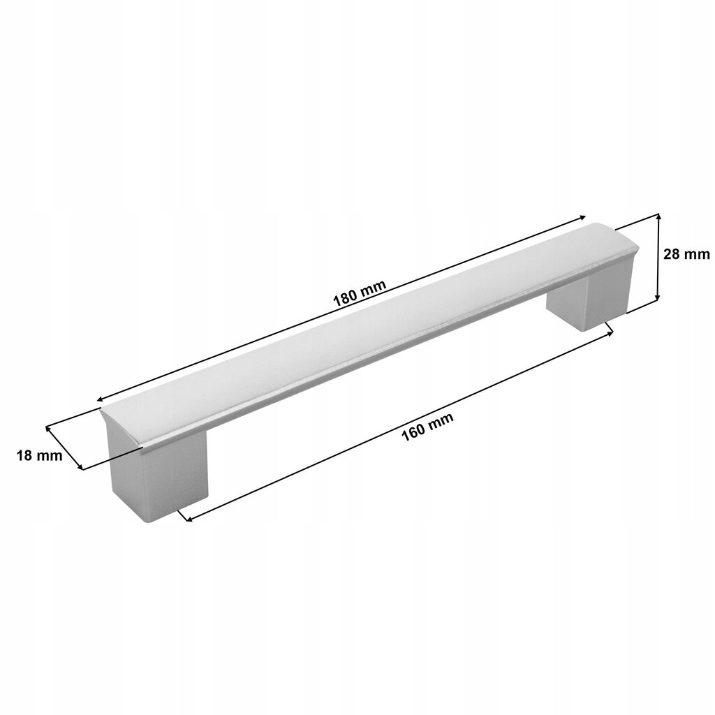 Mēbeļu rokturis 10 gab. 160 mm sudraba krāsā cena un informācija | Mēbeļu rokturi  | 220.lv