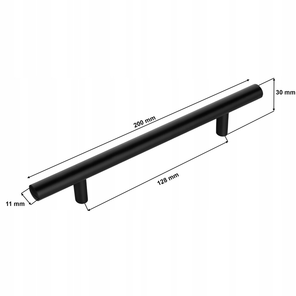 Mēbeļu rokturis 10 gab. 128 mm melns cena un informācija | Mēbeļu rokturi  | 220.lv