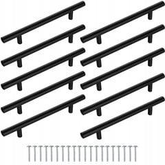 Mēbeļu rokturis 10 gab. 128 mm melns cena un informācija | Mēbeļu rokturi | 220.lv