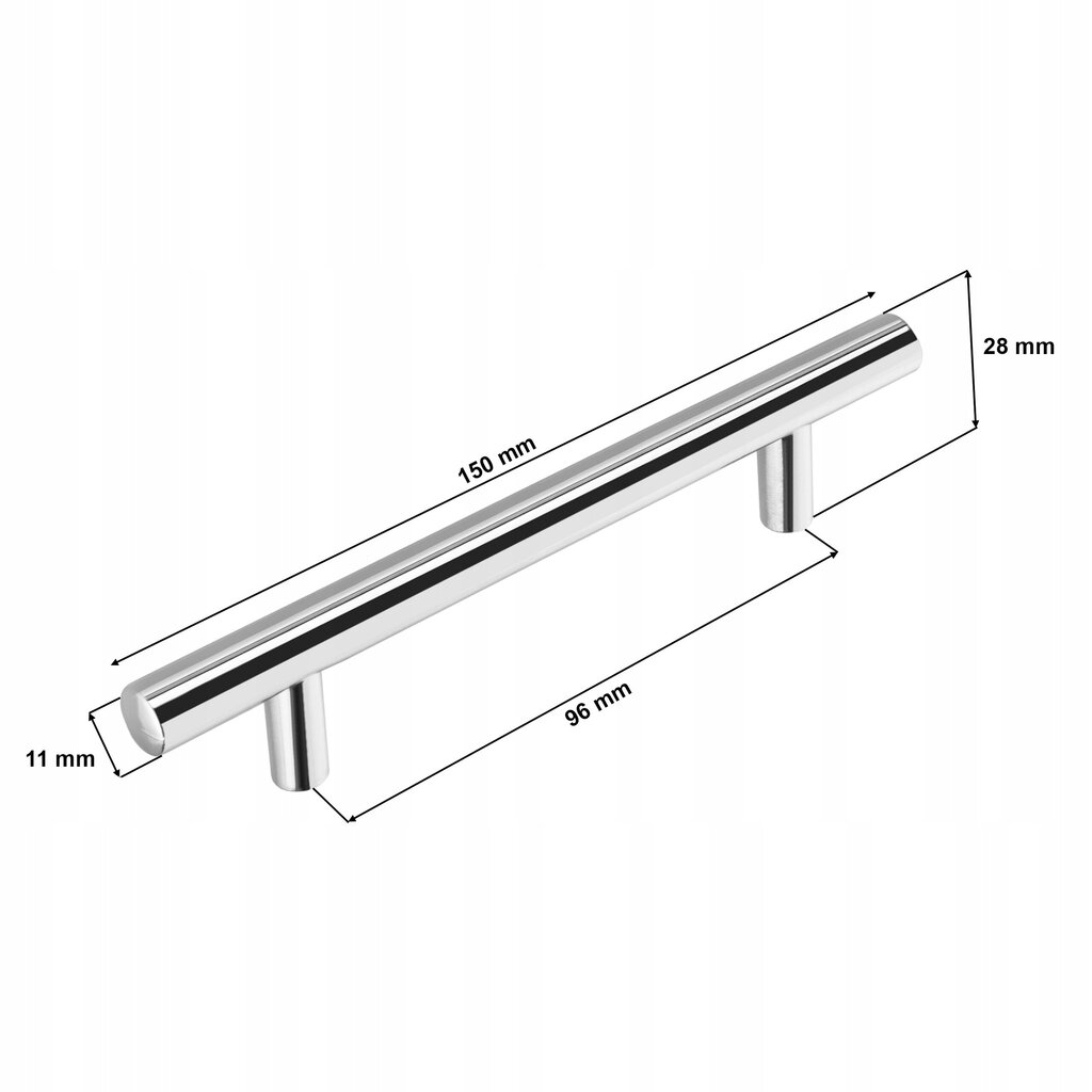 Mēbeļu rokturis 10 gab. 96 mm hromēts cena un informācija | Mēbeļu rokturi  | 220.lv