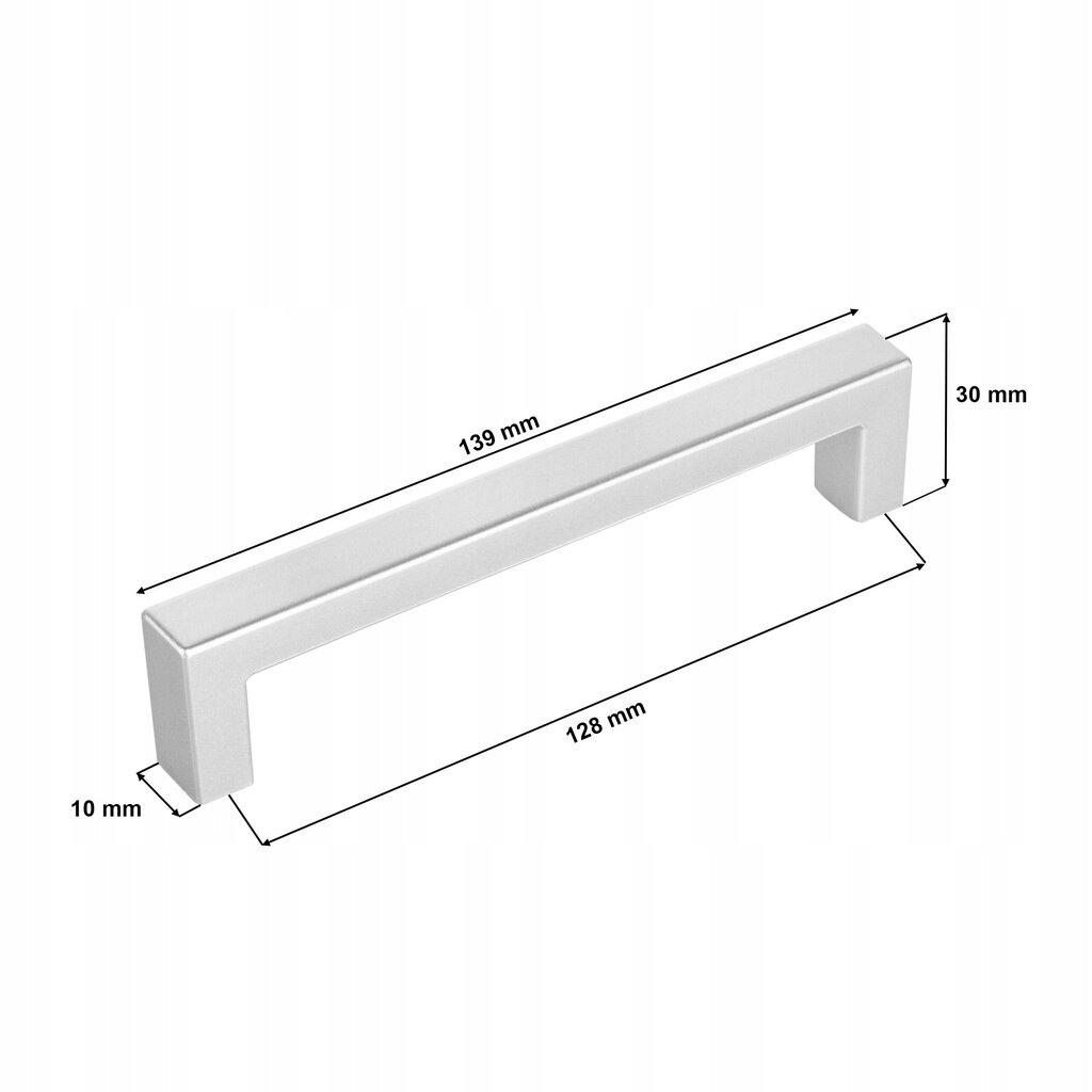 Mēbeļu rokturis 10 gab. 128 mm sudraba krāsā cena un informācija | Mēbeļu rokturi  | 220.lv