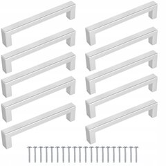 Mēbeļu rokturis 10 gab. 128 mm sudraba krāsā cena un informācija | Mēbeļu rokturi | 220.lv