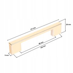 Mēbeļu rokturis 96 mm zelta krāsā цена и информация | Ручки для мебели | 220.lv