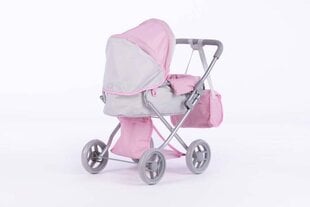 коляска для кукол с балдахином - алиса, серая и розовая цена и информация | Игрушки для девочек | 220.lv