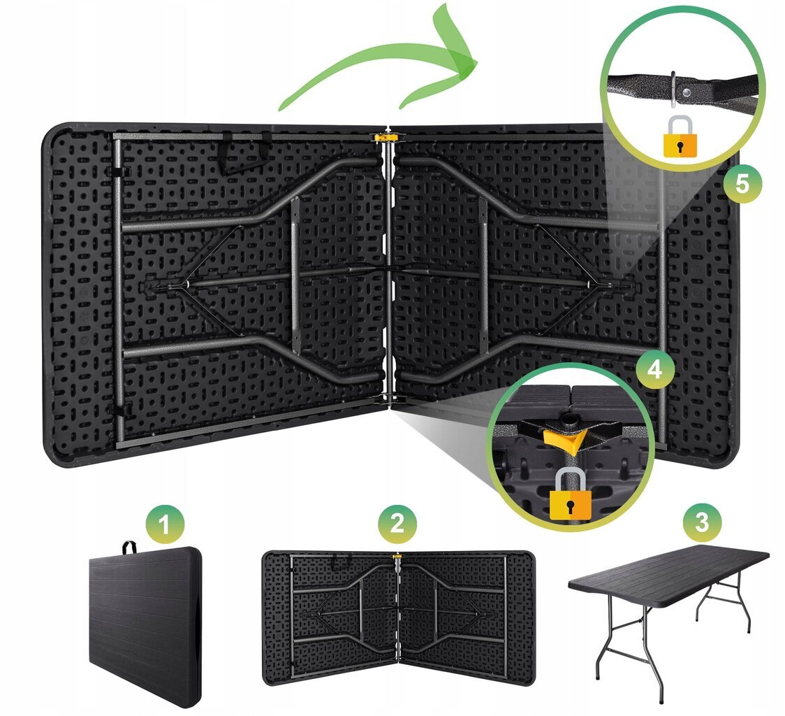 Saliekamais galds 180 cm cena un informācija | Dārza galdi | 220.lv