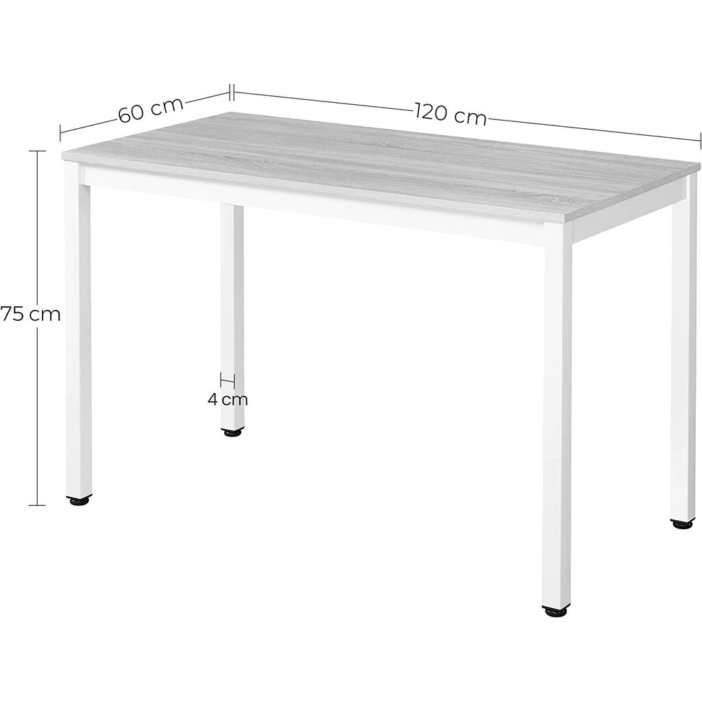 Galds, 120cm x 60cm, melns cena un informācija | Virtuves galdi, ēdamgaldi | 220.lv