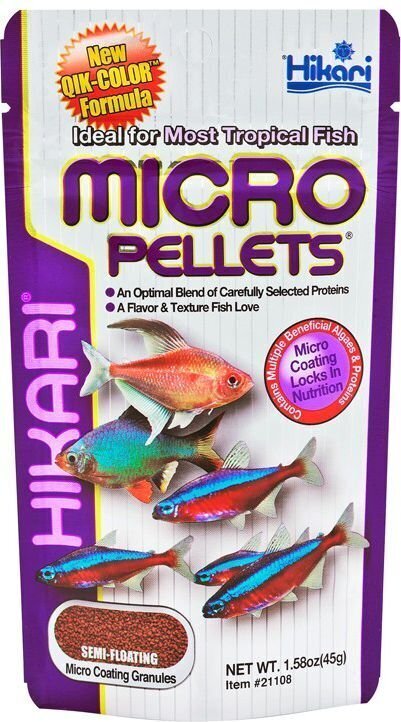 Barība tropu zivīm Hikari Micro Pellets, 45 g cena un informācija | Zivju barība | 220.lv