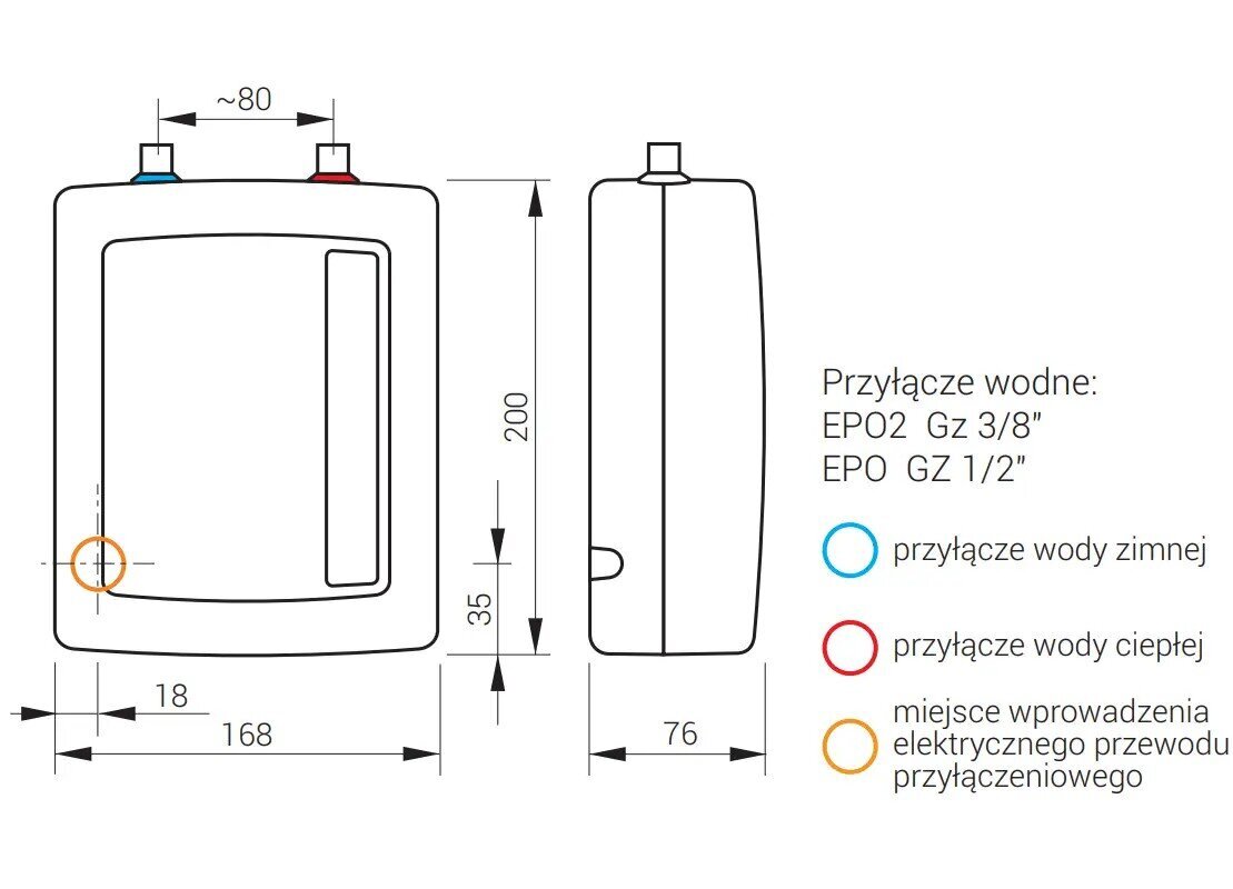 Elektriskais ūdens sildītājs Kospel EPO2-6.2 AMICUS, 6 kW cena un informācija | Ūdens sildītāji | 220.lv