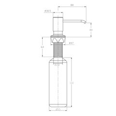 Встраиваемый дозатор мыла и моющих средств, gunmetal, 350 мл цена и информация | Принадлежности для кухонных раковин и смесителей | 220.lv