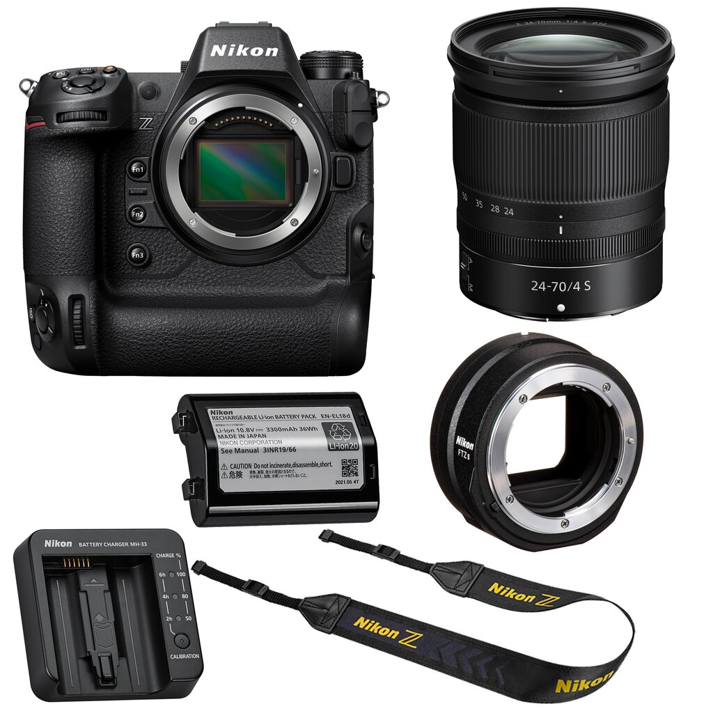 Nikon Z 9, (Z9) + Nikkor Z 24-70mm f/4 S + Nikon FTZ II Mount adapter cena un informācija | Digitālās fotokameras | 220.lv