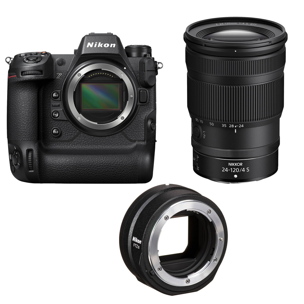 Nikon Z 9 (Z9) + Nikkor Z 24-120mm f/4 S + FTZ II Mount adapter cena un informācija | Digitālās fotokameras | 220.lv