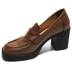 Женские кожаные туфли Nessi 250166, коричневый цена и информация | Женская обувь | 220.lv
