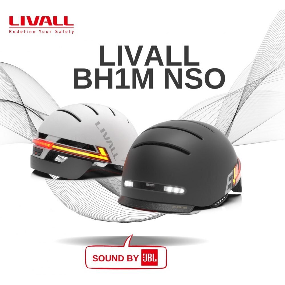 Ķivere Smart Livall BH51M UFO JBL Bluetooth LED, L, pelēka cena un informācija | Ķiveres | 220.lv