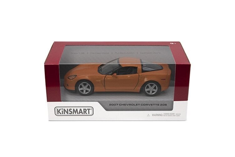 Miniatūrais modelis Kismart 2007 Chevrolet Corvette Z06, 1:36, dzeltens цена и информация | Rotaļlietas zēniem | 220.lv