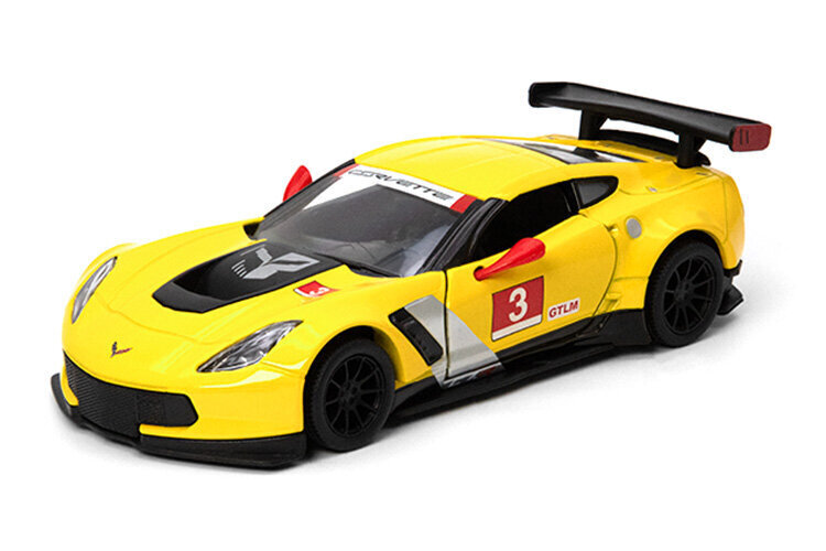 Miniatūrais modelis Kismart 2016 Corvette C7.R Race Car, 1:36, dzeltens цена и информация | Rotaļlietas zēniem | 220.lv