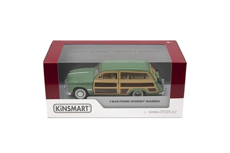 Miniatūrais modelis Kismart1949 Ford Woody Wagon, 1:40, zaļš cena un informācija | Rotaļlietas zēniem | 220.lv