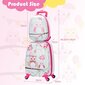 Divdaļīgs bērnu bagāžas komplekts Costway Owl, rozā cena un informācija | Koferi, ceļojumu somas | 220.lv