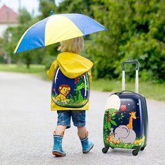 Комплект детского багажа из 2 предметов, ручная кладь + рюкзак, джунгли, Costway цена и информация | Чемоданы, дорожные сумки | 220.lv