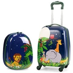 Divdaļīgs bērnu bagāžas komplekts Costway Jungle, zils ​ цена и информация | Чемоданы, дорожные сумки | 220.lv