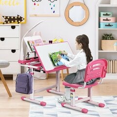 Bērnu datorgalds Costway, rozā цена и информация | Компьютерные, письменные столы | 220.lv