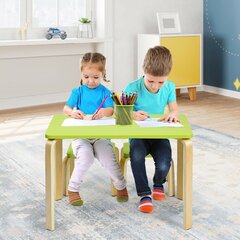Bērnu galda un 2 krēslu komplekts Costway, zaļš cena un informācija | Bērnu krēsliņi un bērnu galdiņi | 220.lv