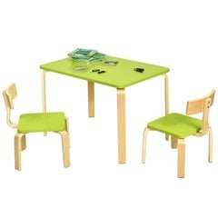Детский комплект из стола и 2 стульев Costway,зеленый цена и информация | Детские столы и стулья | 220.lv