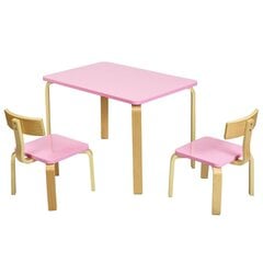 Bērnu galda un 2 krēslu komplekts Costway, rozā цена и информация | Детские столы и стулья | 220.lv