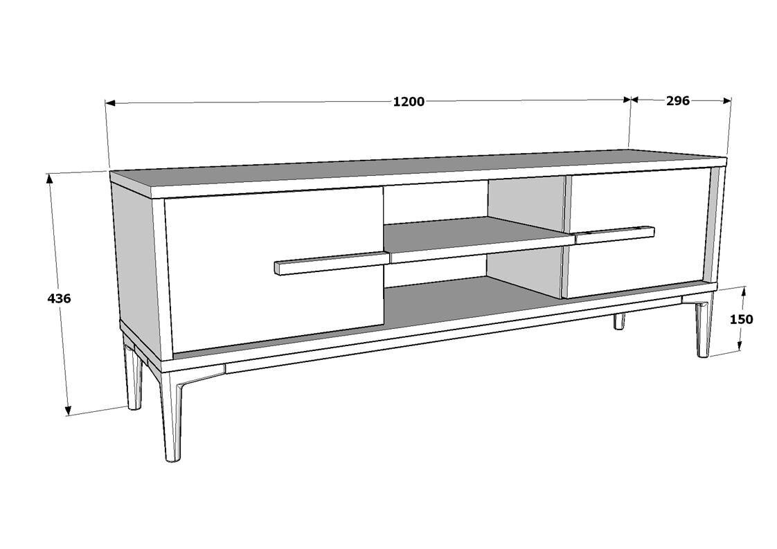 TV statīvs Asir, 120x43,6x29,6 cm, balts/tumši brūns cena un informācija | TV galdiņi | 220.lv
