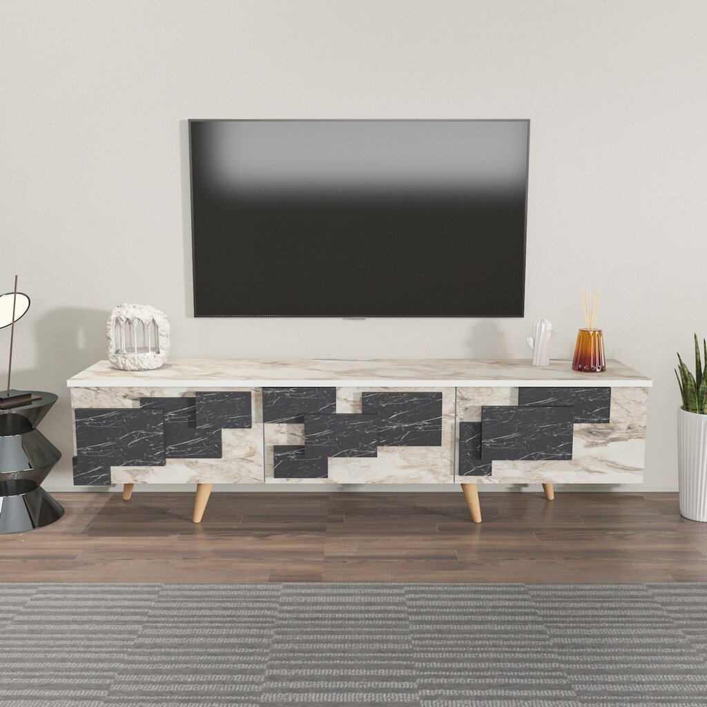 TV statīvs Asir, 160x45x35 cm, melns/balts цена и информация | TV galdiņi | 220.lv