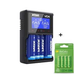 XTAR VC4 + GP Recyko AA 4gab cena un informācija | Akumulatori, lādētāji un piederumi | 220.lv