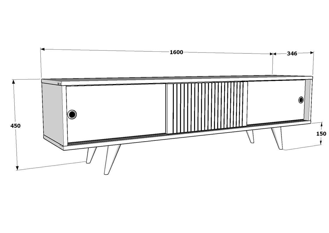 TV statīvs Asir, 160x45x34,5 cm, melns/brūns cena un informācija | TV galdiņi | 220.lv