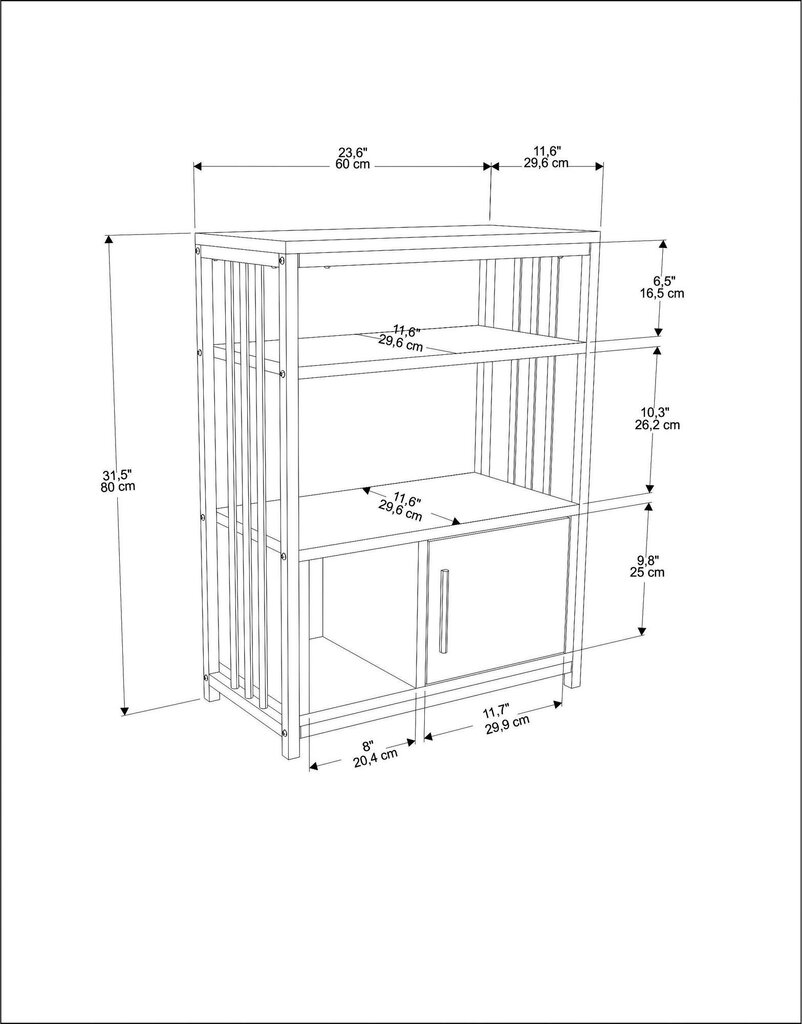 Plaukts Asir, 60x80x29,6 cm, pelēks/balts cena un informācija | Plaukti | 220.lv