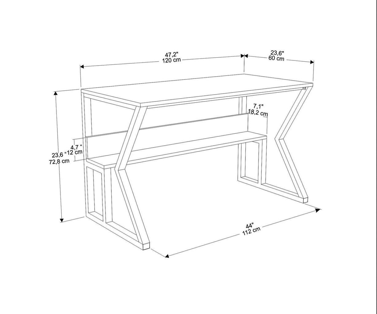 Galds Asir, 120x72,8x60 cm, balts/melns cena un informācija | Datorgaldi, rakstāmgaldi, biroja galdi | 220.lv