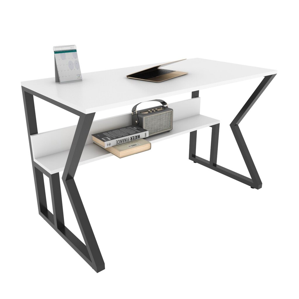 Galds Asir, 120x72,8x60 cm, balts/melns cena un informācija | Datorgaldi, rakstāmgaldi, biroja galdi | 220.lv