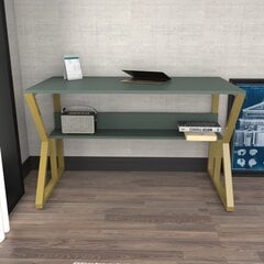 Galds Asir, 120x72,8x60 cm, zaļš/zelts cena un informācija | Datorgaldi, rakstāmgaldi, biroja galdi | 220.lv