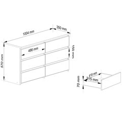 Kumode Akord CL100 6SZSZ, melna/sarkana cena un informācija | Kumodes | 220.lv