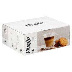 Stikla krūžu komplekts Vivalto, 280 ml, 6gb cena un informācija | Glāzes, krūzes, karafes | 220.lv