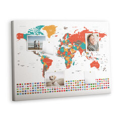 Korķa dēlis Krāsaina Pasaules karte, 100x70 cm cena un informācija | Kancelejas preces | 220.lv