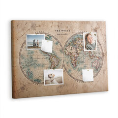 Korķa dēlis Pasaules globusa karte, 100x70 cm cena un informācija | Kancelejas preces | 220.lv