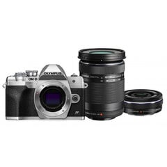 Olympus OM-D E‑M10 Mark IV + ED 14-42 mm + ED 40-150 mm Zilver цена и информация | Цифровые фотоаппараты | 220.lv