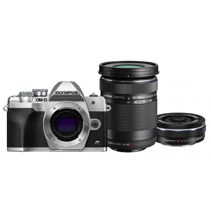 Olympus OM-D E‑M10 Mark IV + ED 14-42 mm + ED 40-150 mm Zilver цена и информация | Digitālās fotokameras | 220.lv