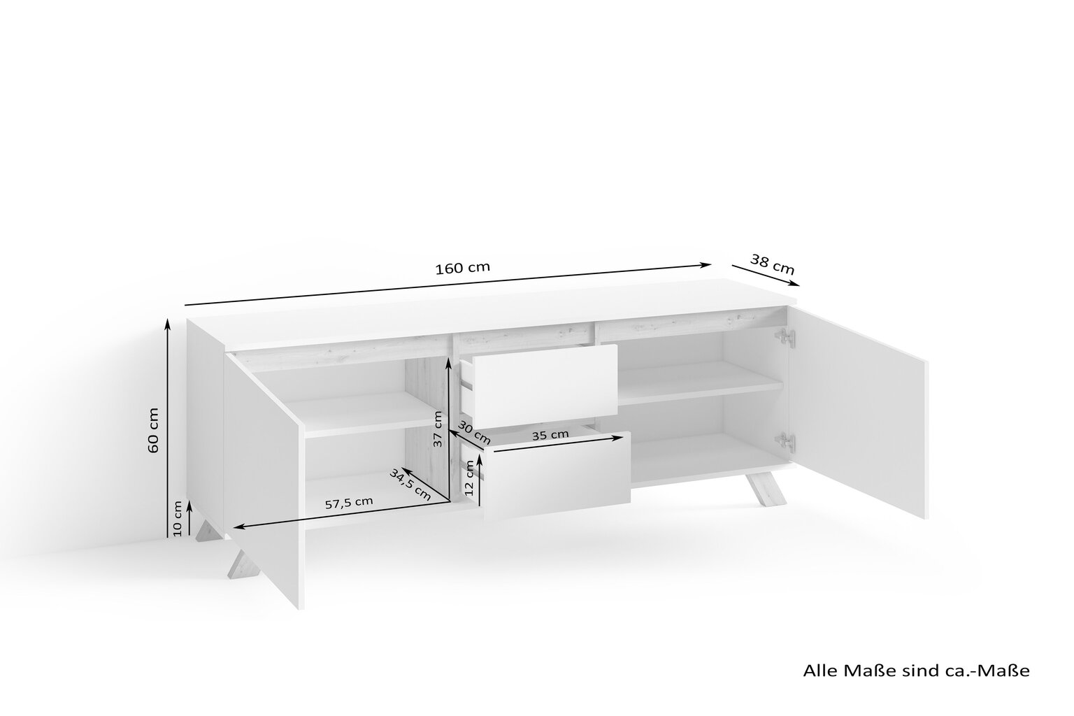 TV galds Vicky 160x38x60, balts цена и информация | TV galdiņi | 220.lv