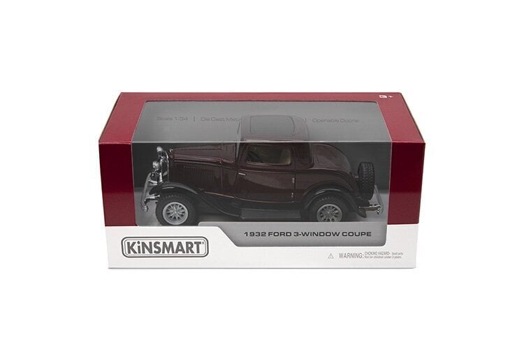 Rotaļu automašīna Kinsmart 1932 Ford 3-Window Coupe, 1:34, sarkans cena un informācija | Rotaļlietas zēniem | 220.lv