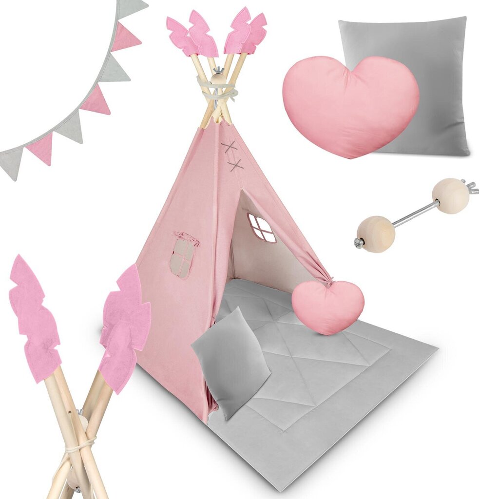 Teepee telts bērniem NK-406 Nukido - rozā cena un informācija | Bērnu rotaļu laukumi, mājiņas | 220.lv
