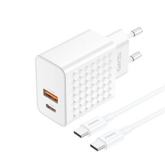 Foneng Wall charger EU42 GaN - USB + Type C - PD 20W 3A with Type C to Type C cable white цена и информация | Зарядные устройства для телефонов | 220.lv