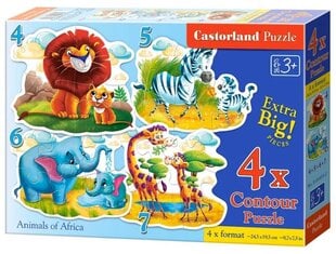 Puzle Castorland Āfrikas dzīvnieki 4in1, 22 gab. cena un informācija | Puzles, 3D puzles | 220.lv