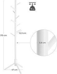 Koka drēbju pakaramais balts 175cm cena un informācija | Drēbju pakaramie | 220.lv