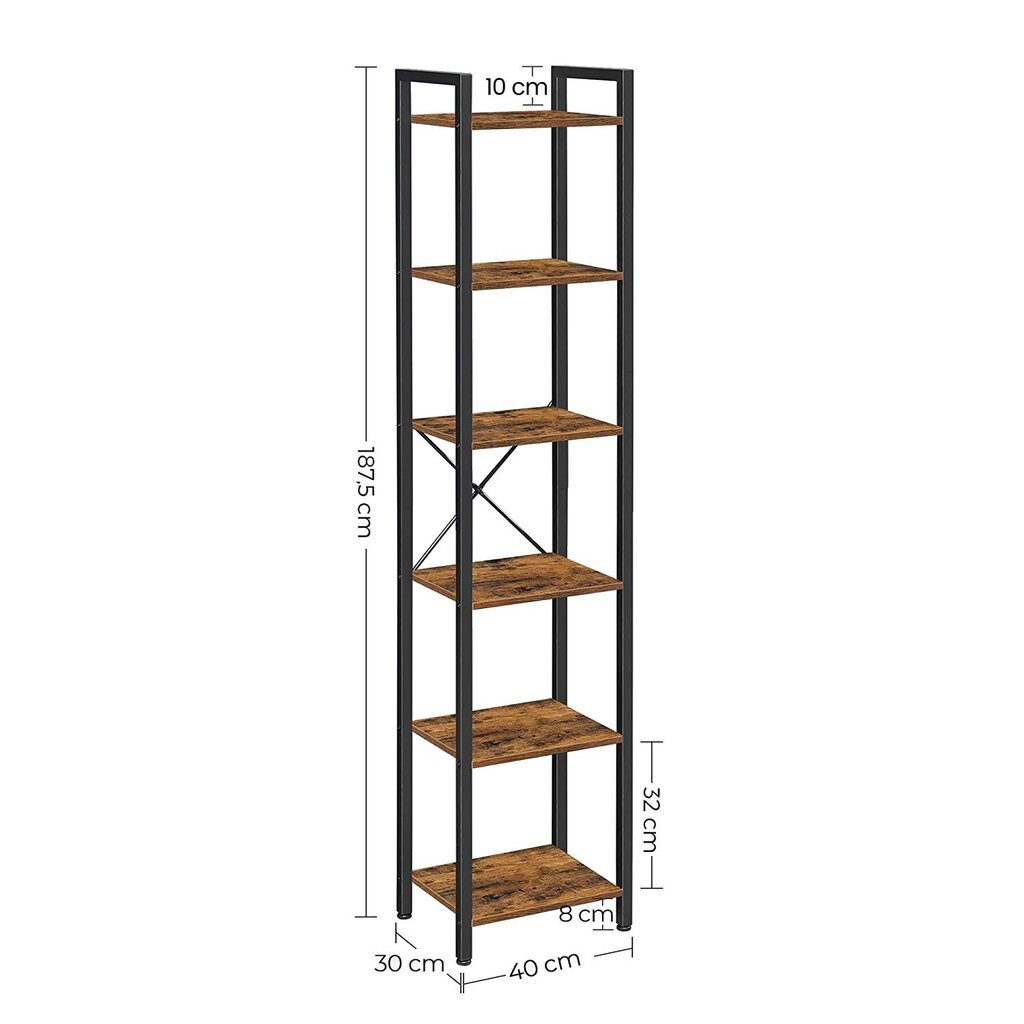 Rustic 6 līmeņu plaukts 187,5 cm cena un informācija | Plaukti | 220.lv