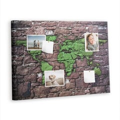 Korķa dēlis Pasaules karte uz sienas, 100x70 cm cena un informācija | Kancelejas preces | 220.lv