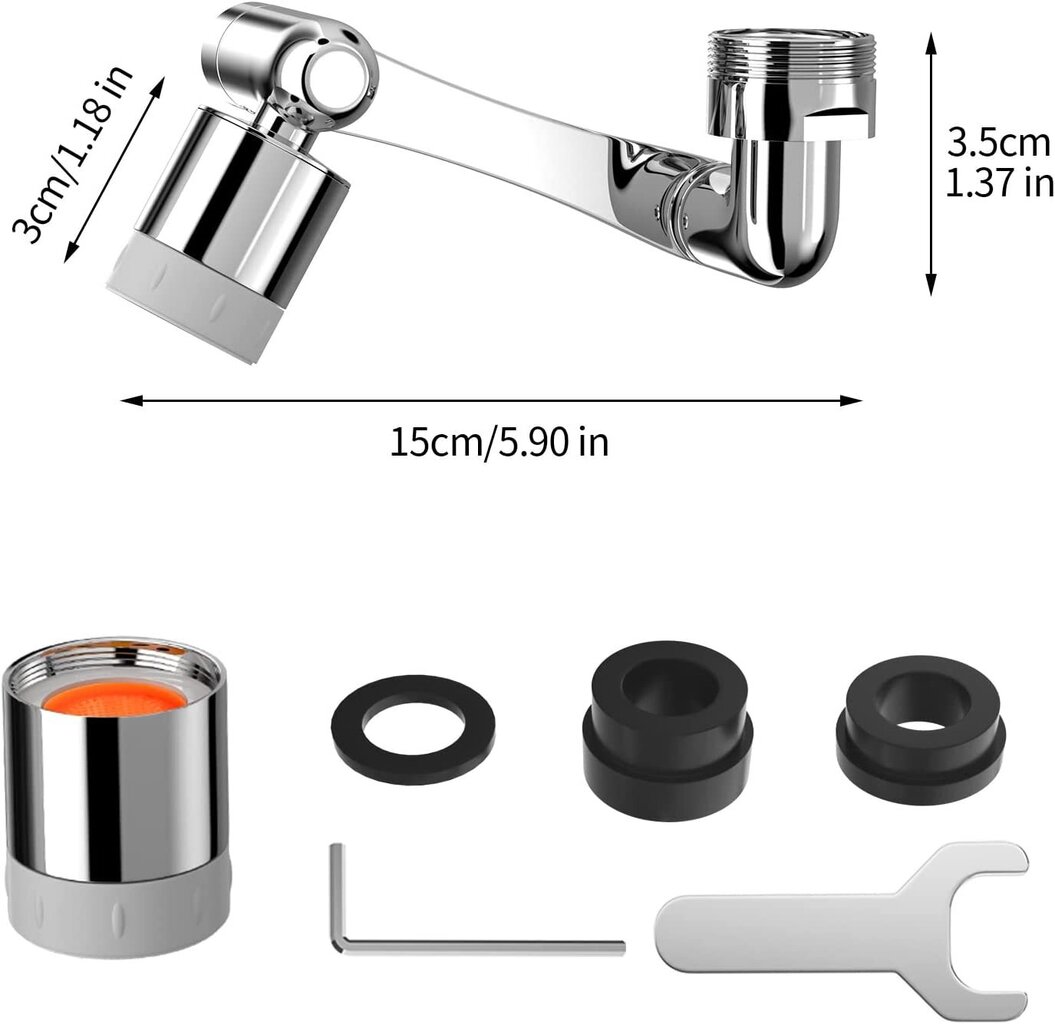Krāna pagrieziena stiprinājums, 1080 grādi cena un informācija | Aksesuāri jaucējkrāniem un dušai | 220.lv